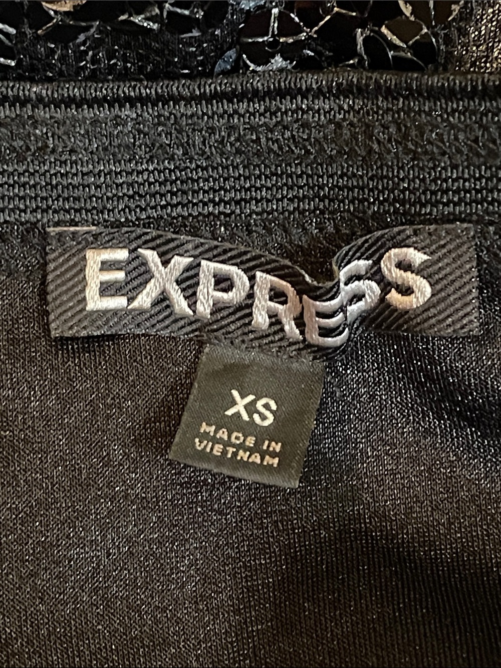 Express Black Sequin Lace Mini Skirt XS Floral Party Cocktail Y2K - Picture 4 of 10